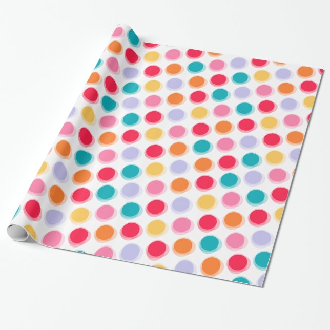 Farbiges Retro-verschneite Polka Dots Wrapping Pap Geschenkpapier (Ungerollt)