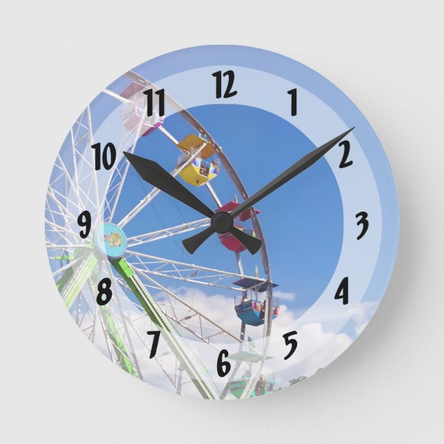 Farbiges Riesenrad Runde Wanduhr (Vorderseite)