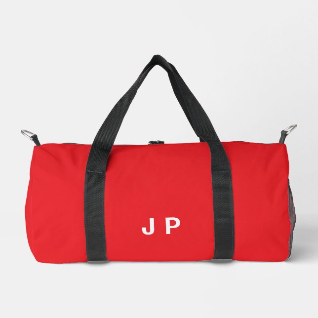 Farbiges Rot mit weißer Monogramm Duffle Bag (Vorderseite)