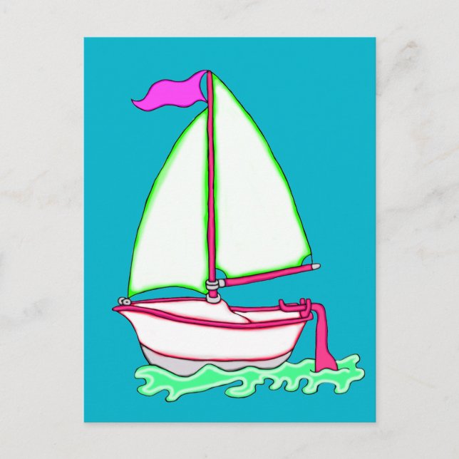 Farbiges Sailboat 2 Postkarte (Vorderseite)