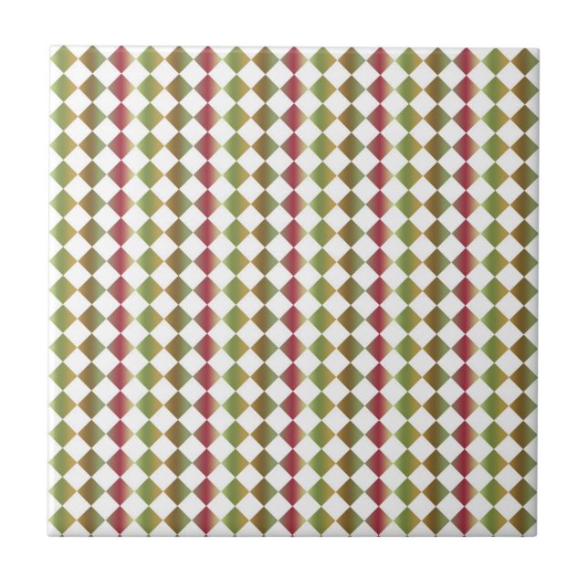 Farbiges Schachbrett Diamantmuster Fliese (Vorderseite)