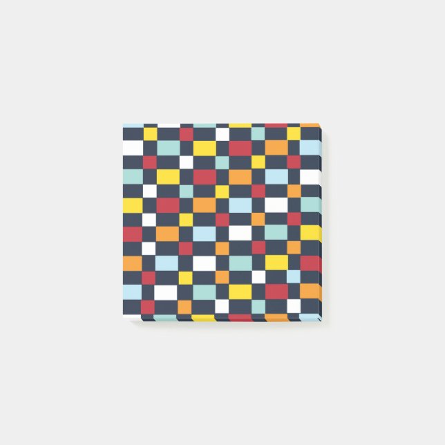 Farbiges Schachbrettmuster  Post-it Klebezettel (Vorderseite)