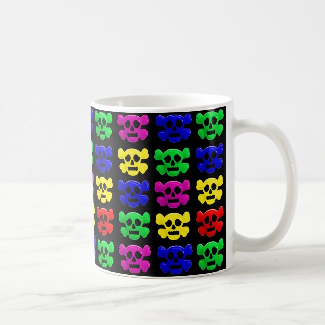 Farbiges Schädelmuster Kaffeetasse (Rechts)
