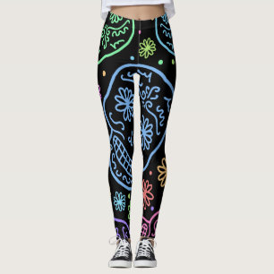 Farbiges Schädelmuster Leggings