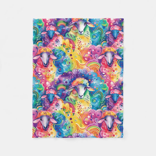 Farbiges Schafmuster Fleecedecke (Vorderseite)