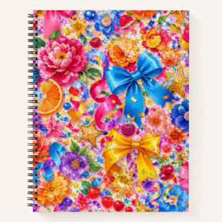 Farbiges Schleifen Blumen und Gold Sterne Notizbuc Notizbuch