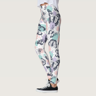 Farbiges Schmetterlingsmuster Leggings