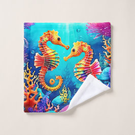 Farbiges Seepferd Pair Design Badhandtuch Set