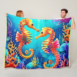 Farbiges Seepferd Pair Design Fleecedecke