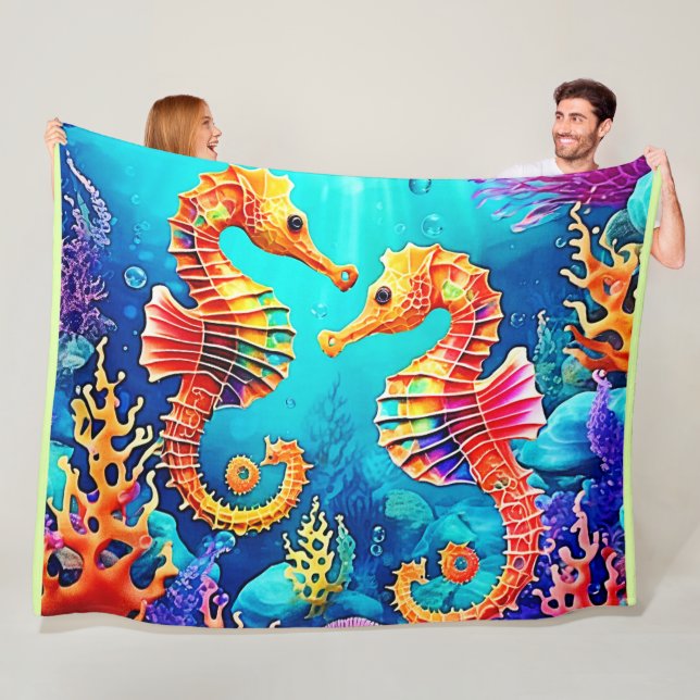 Farbiges Seepferd Pair Design Fleecedecke (Beispiel)