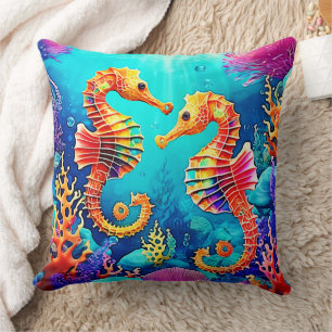 Farbiges Seepferd Pair Design Kissen
