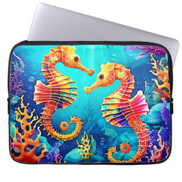 Farbiges Seepferd Pair Design Laptopschutzhülle