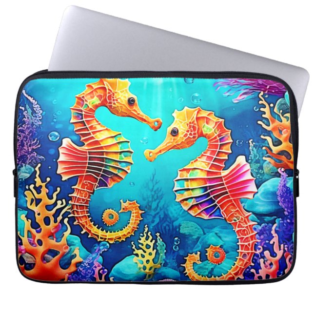 Farbiges Seepferd Pair Design Laptopschutzhülle (Vorderseite)
