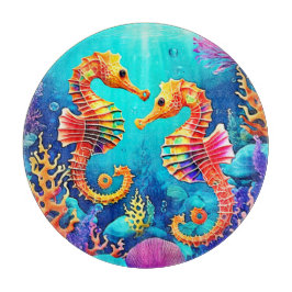 Farbiges Seepferd Pair Design Schneidebrett