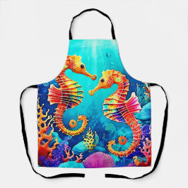 Farbiges Seepferd Pair Design Schürze
