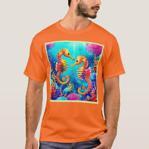 Farbiges Seepferd Pair Design T-Shirt
