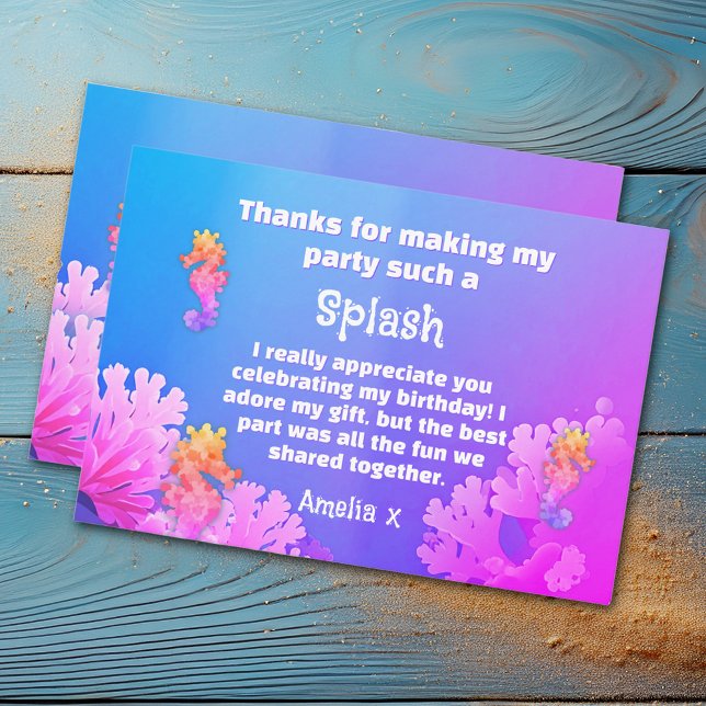 Farbiges Seepferd Party Dankeskarte (Von Creator hochgeladen)