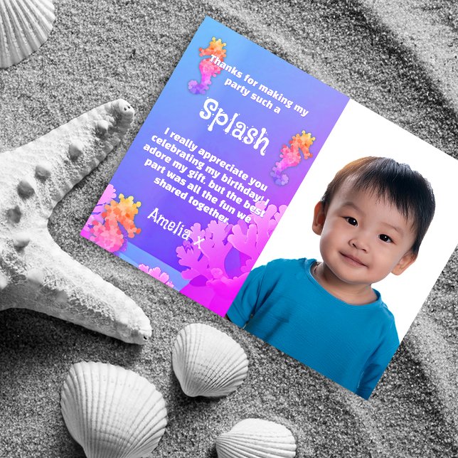 Farbiges Seepferd Party Vielen Dank Postkarte (Von Creator hochgeladen)