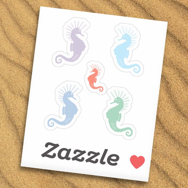 Farbiges Seepferd Stickers Set Aufkleber (Colorful Seahorse Stickers Set)