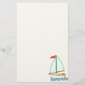 Farbiges Segelboot 1 Stockwerk Briefpapier