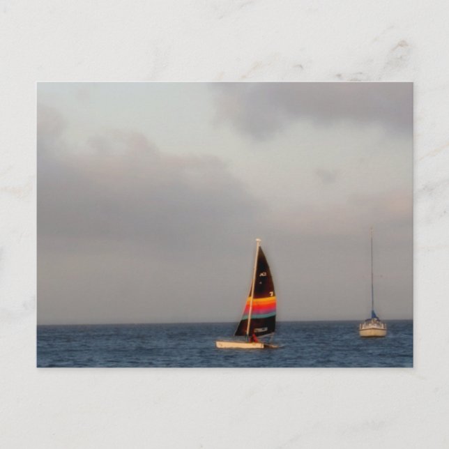 Farbiges Segelboot Postkarte (Vorderseite)