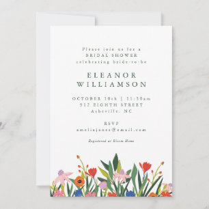 Farbiges Sommergarten Brautparty Einladung