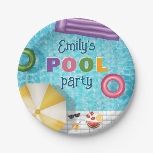 Farbiges Sommerschwimmbad Party Pappteller