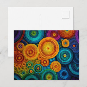 Farbiges Spiral-Abstraktmuster Geometrische Wirbel Postkarte