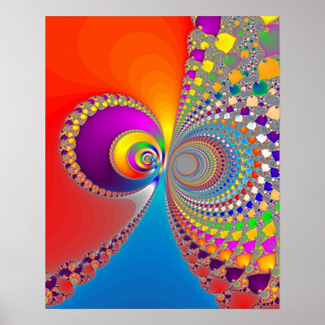 Farbiges SpiralFraktal Poster (Vorne)