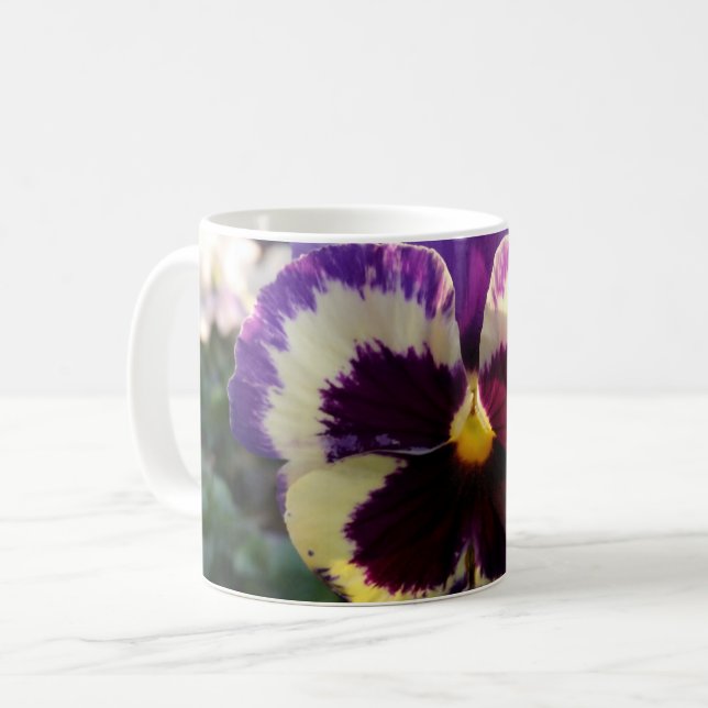 farbiges Stiefmütterchen Kaffeetasse (Vorderseite Links)