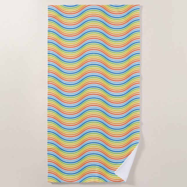 Farbiges Strandtuch von Wavy Lines (Vorderseite)
