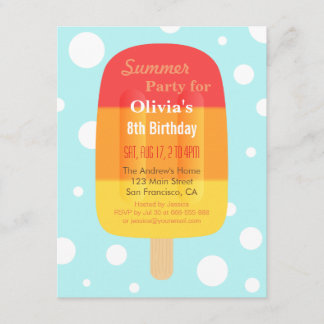 Farbiges Summer Lolly Popsim Ice Creme Party Einladung