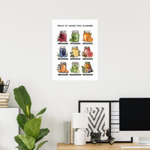 Farbiges Summer Watercolor Mason Jar Food Poster