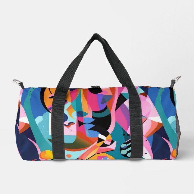 Farbiges Surreal-Abstraktes Muster Duffle Bag (Vorderseite)