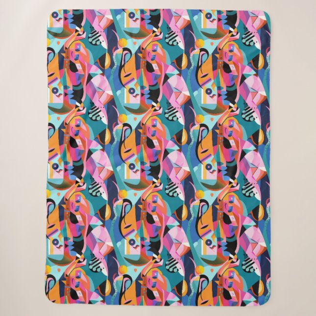 Farbiges Surreal-Abstraktes Muster Sherpadecke (Vorderseite)