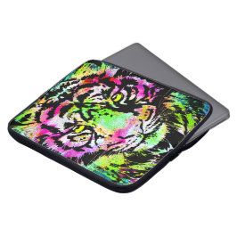 Farbiges Tiger Head Portrait - Tiger Laptop Case
