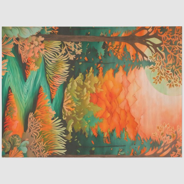 Farbiges Tissue of Batik Forest Art Seidenpapier (Vorderseite)