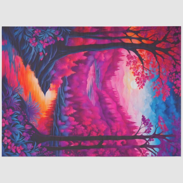 Farbiges Tissue of Batik Forest Art Seidenpapier (Vorderseite)