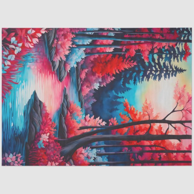 Farbiges Tissue of Batik Forest Art Seidenpapier (Vorderseite)