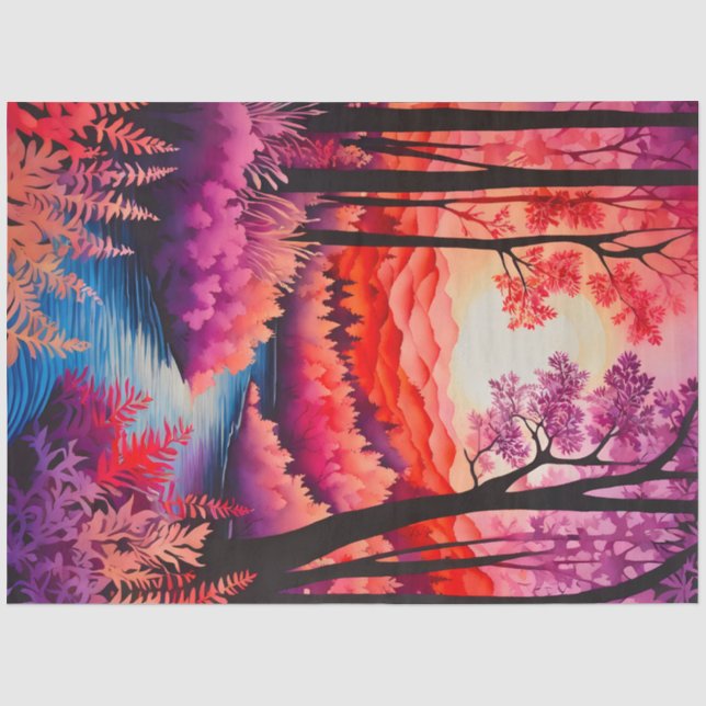 Farbiges Tissue of Batik Forest Art Seidenpapier (Vorderseite)