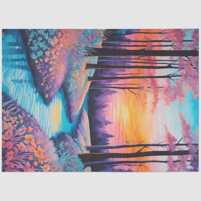 Farbiges Tissue of Batik Forest Art Seidenpapier (Vorderseite)