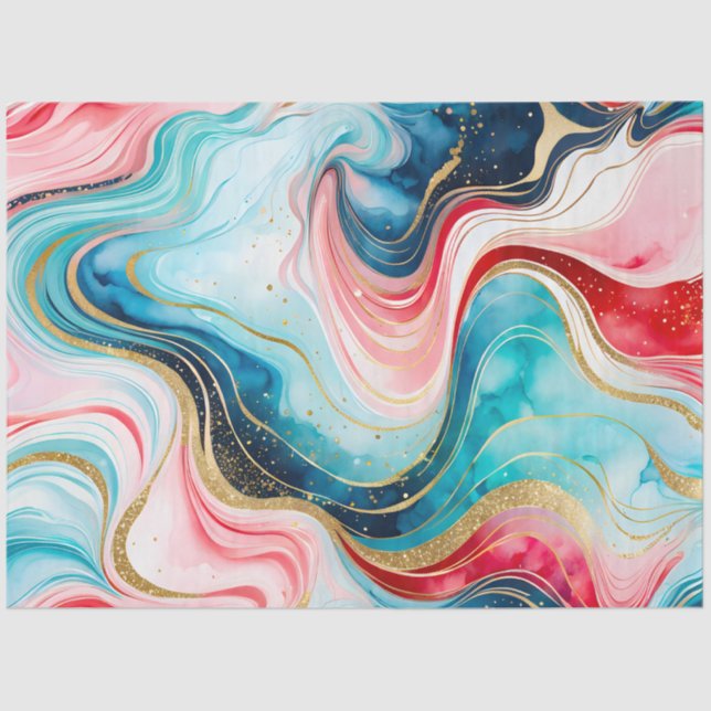 Farbiges Tissue (Tissue) aus Marmorfarben Seidenpapier (Vorderseite)