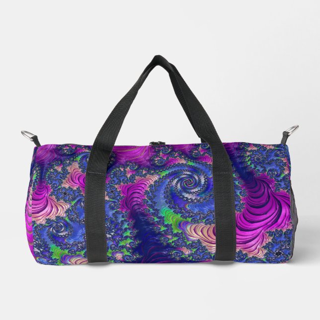 Farbiges Trippy Boho Jewel Tone Rainbow Fraktal Duffle Bag (Vorderseite)