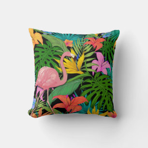 Farbiges tropisches Design mit rosa Flamingo Kissen