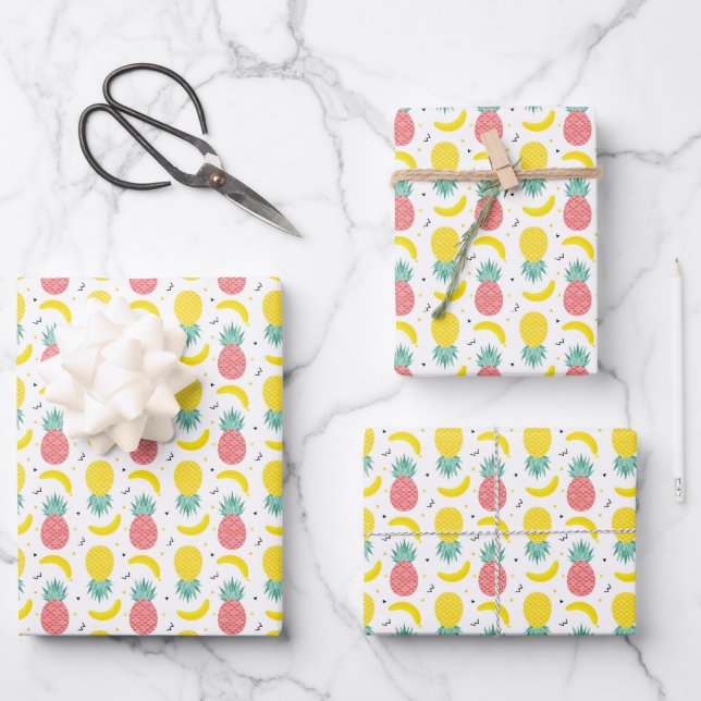 Farbiges tropisches Fruchtmuster 2 Geschenkpapier Set (Vorderseite)