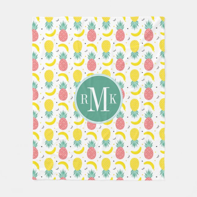 Farbiges tropisches Fruchtmuster Fleecedecke (Vorderseite)