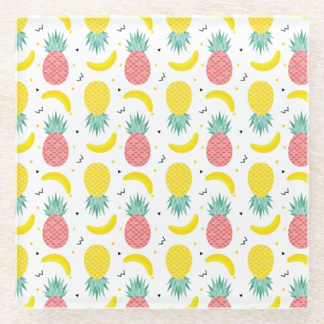 Farbiges tropisches Fruchtmuster Glasuntersetzer (Vorderseite)