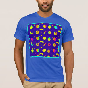 Farbiges tropisches Neonfruchtmuster T-Shirt