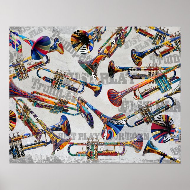 Farbiges Trumpet Poster, Trumpet Music Art Poster (Vorne)
