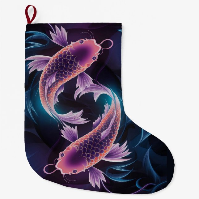 Farbiges und lichtdurchlässiges exotisches Fischaq Großer Weihnachtsstrumpf (Vorderseite)